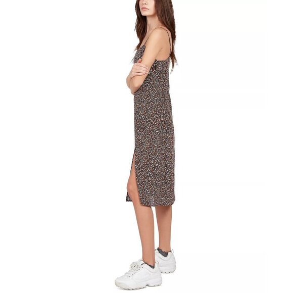 Volcom Juniors Large Floral Print Hey Stone Hey Slit-Front Midi Dress Black $55 - Picture 2 of 10